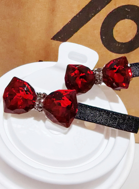 JIALI韩国TAURUS代购S家蝴蝶结水晶施家鸭嘴夹边夹可爱甜美高级感