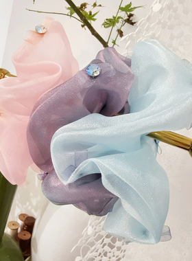 韩TAURUS梦幻欧根纱大肠圈发绳S家施华子水晶蝴蝶结头绳皮筋奢华