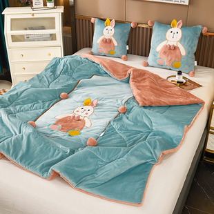 可用 抱枕被可折叠可机洗四季 暖暖兔加绒加厚 新款
