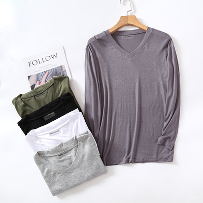 莫代尔v领长袖家居服休闲打底衫