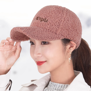 韩版ins百搭潮流泰迪绒鸭舌帽显脸小帽子女秋冬季加厚保暖棒球帽