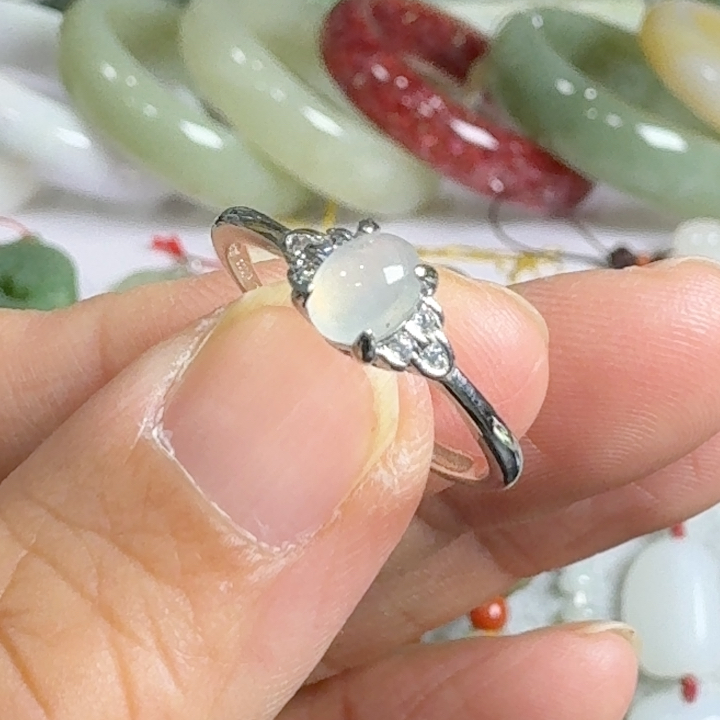 925银镶翡翠玉戒