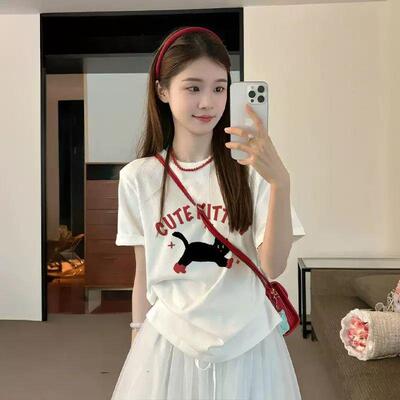 学生大码印花短袖T恤2026夏季新款可爱卡通半袖宽松显瘦上衣女