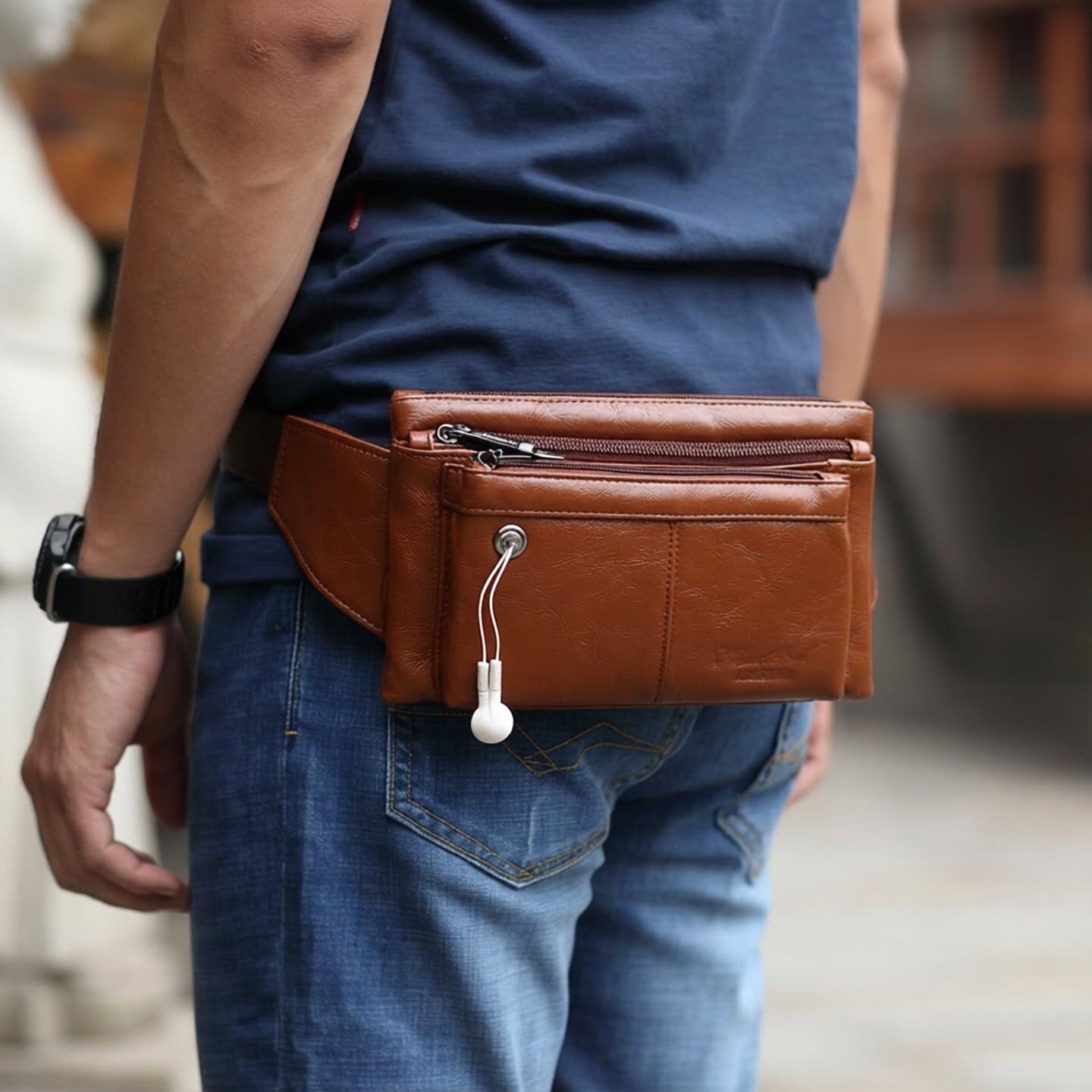 男士包包真皮腰包男款头层牛皮手机包新款多功能斜挎包男休闲小包