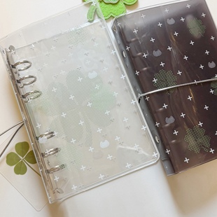 TUUO原创A6per活页壳pvc材质韩系四叶草透明可爱手帐本绑带