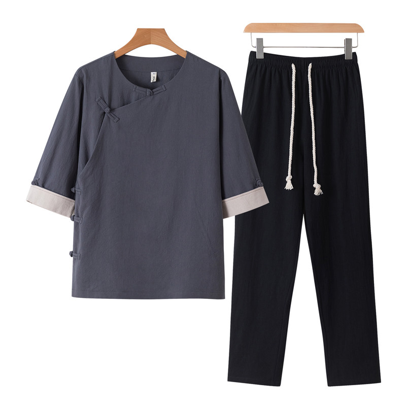 唐装男款秋季中国风禅意上衣棉茶服套装中式养生师工作服中医衣服,男装,唐装,淘宝优惠券,粉丝福利购,淘宝优惠卷