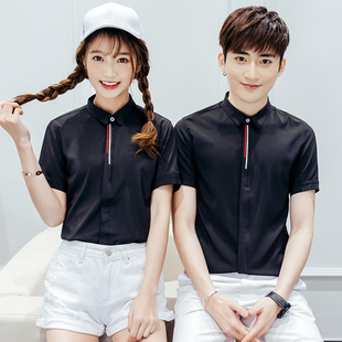 KTV服务员工作服男夏季短袖衬衫工服夜场工装制服 吧台调酒师服装