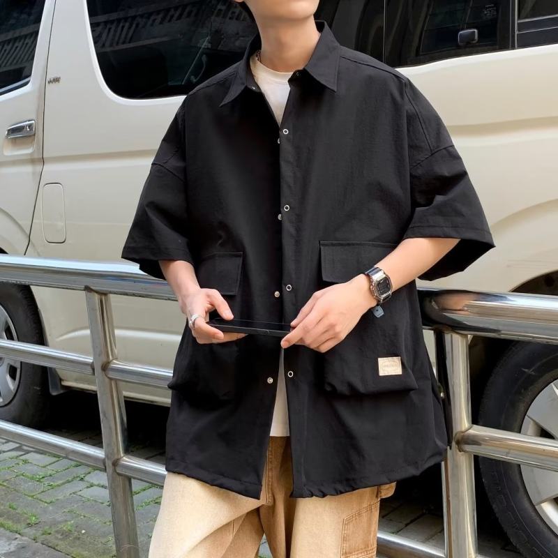 美发发廊店工作服理发师助理大口袋简约潮流工衣酒吧工定制绣logo
