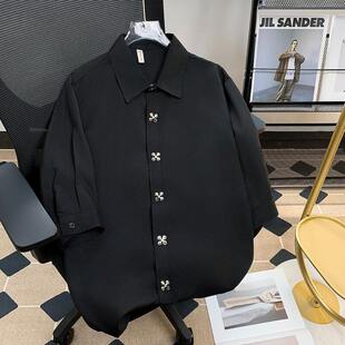 25美发师理发店工作服发廊酒吧夜店KTV高级感男女衬衫logo定制服