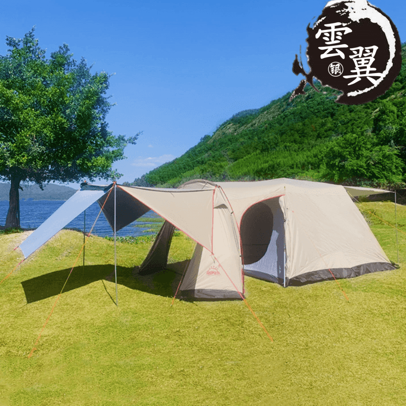 银胶免搭建折叠自动户外露营野钓防晒防雨防风双层牛津布隧道帐篷
