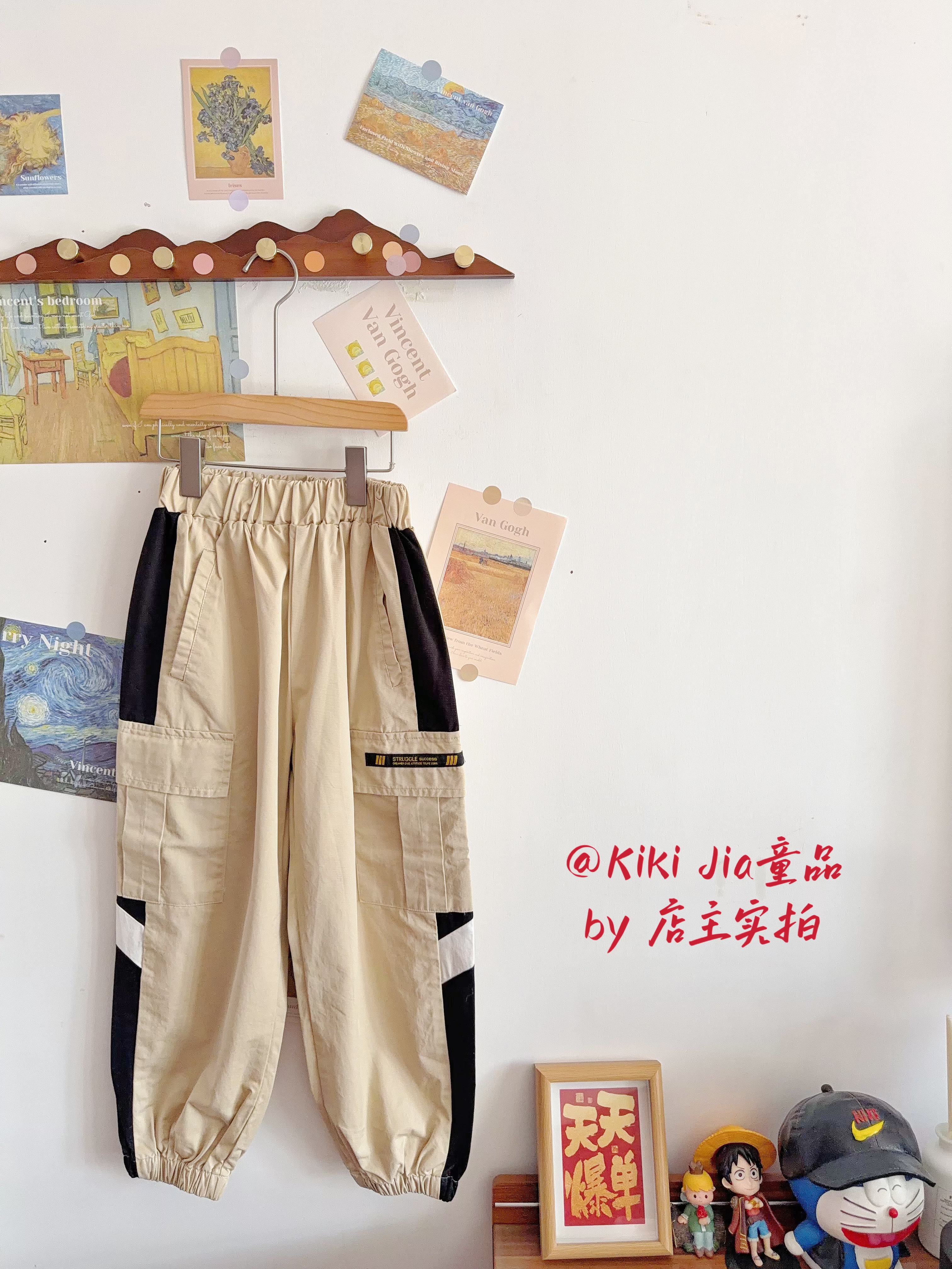 Kiki家春秋韩版孤品男大童洋气工装裤 韩版宽松休闲束脚裤不退换
