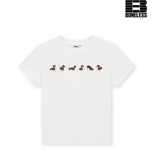 BONELESS腊肠小狗珍珠项链圆领合身T恤简约趣味显瘦夏季短袖女