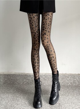 豹纹性感提花连裤袜美腿显瘦丝袜女士薄款夏季黑色打底袜批发