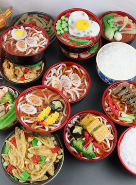 储钱罐玩具仿真碗面条乌冬面菜饭膳食白米饭食品模型摆件斋面装饰