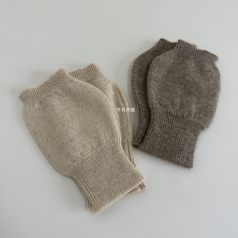 软糯纯山羊绒半指漏指手套护手腕