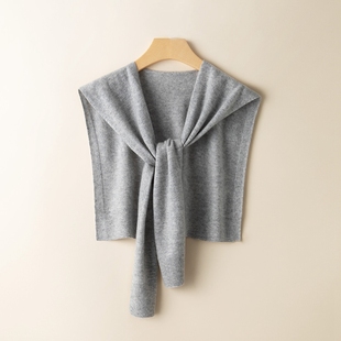 高奢小物 100%纯山羊绒小披肩围巾女外搭针织防晒空调房保暖护肩