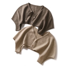 无染色~100%山羊绒男女士V领针织开衫纯羊绒空调肩周居家月子护肩