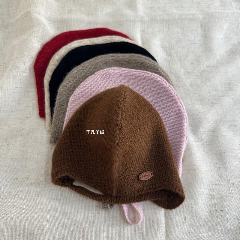 0-2岁宝宝针织护耳帽羊绒包头帽