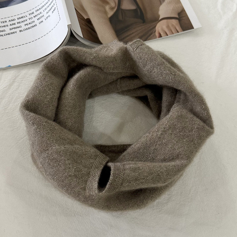 纯山羊绒护颈椎脖套挂耳护脸围巾