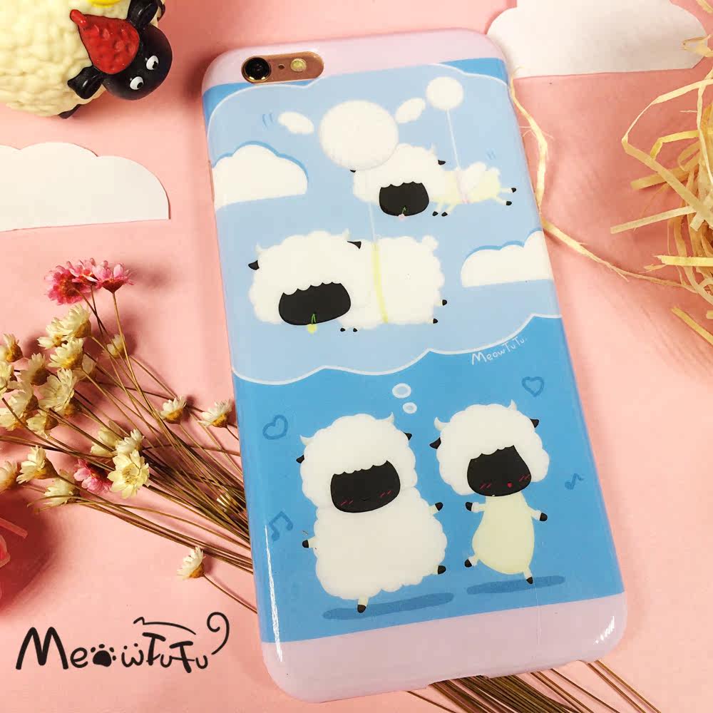 原创卡通绵羊手机壳白日梦适用于iphone6s苹果6 plus软壳MeowTuTu