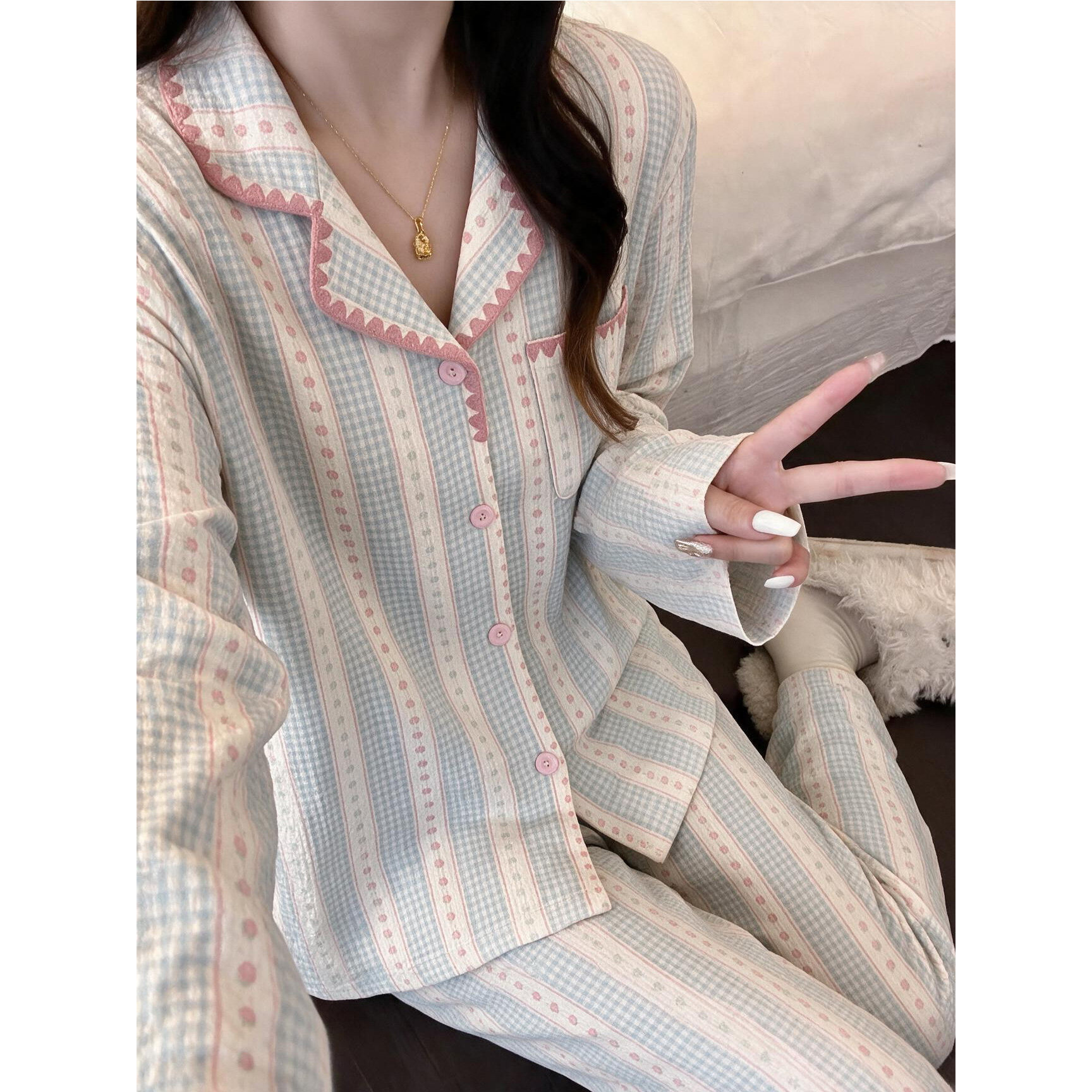 2026年新款睡衣女春季薄款云睡衣/家居服套装