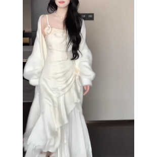 party小禮服吊帶裙女早秋生日禮服高端輕奢小眾不規(guī)則魚尾裙 法式