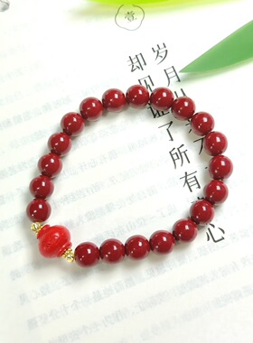 朱砂招财纳福灯笼手串8mm新中式本命年红色串珠手链女生闺蜜饰品