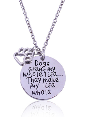 镂空字母圆牌吊坠合金百搭锁骨链