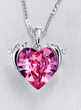 欧美水晶双鱼座吊坠项链