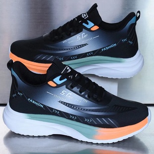 男青少年跑步轻便软底男鞋 2026春季 皮面防水运动鞋 透气休闲鞋 新款