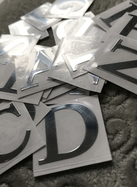 26个大写英文字母超薄纯金属镀银手机贴纸 姓名首字母手机金属贴