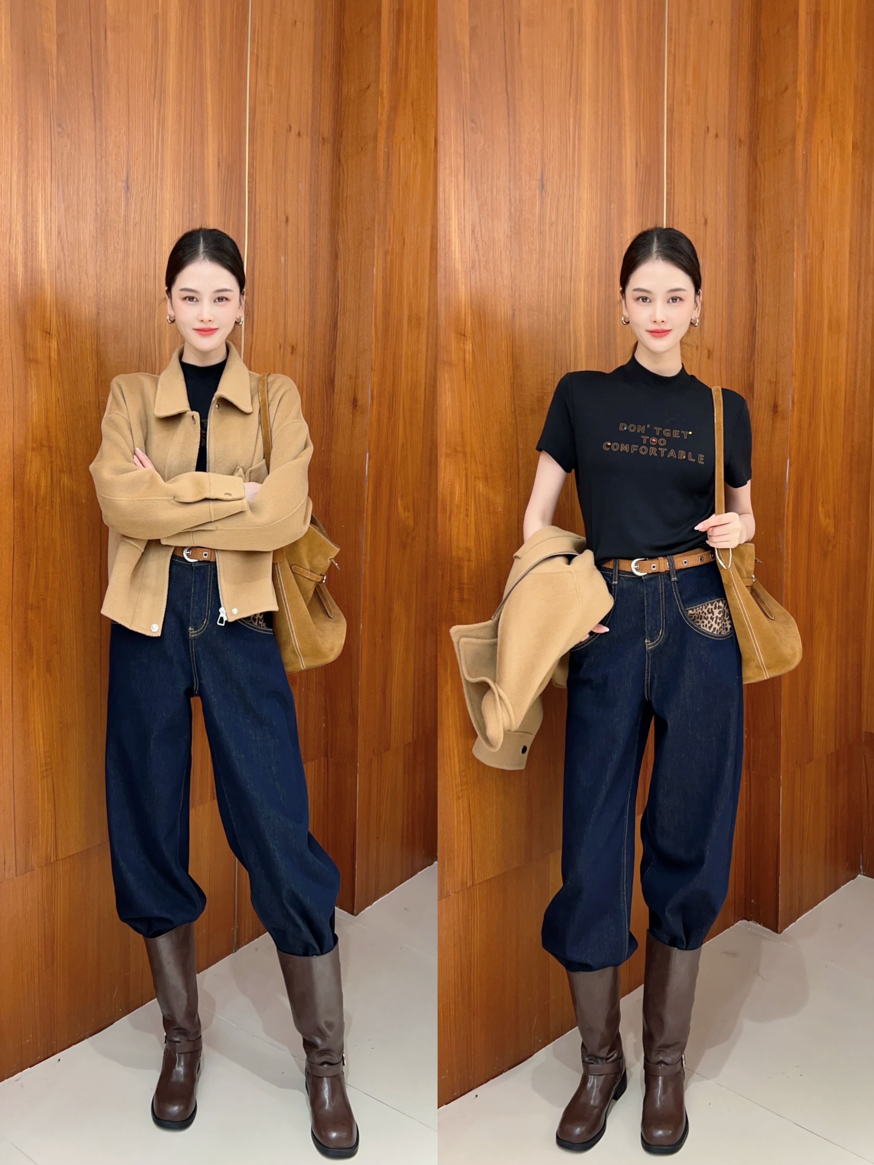 MissYu2025秋冬新款韩版显瘦长袖外套女设计感小众翻领毛呢外套