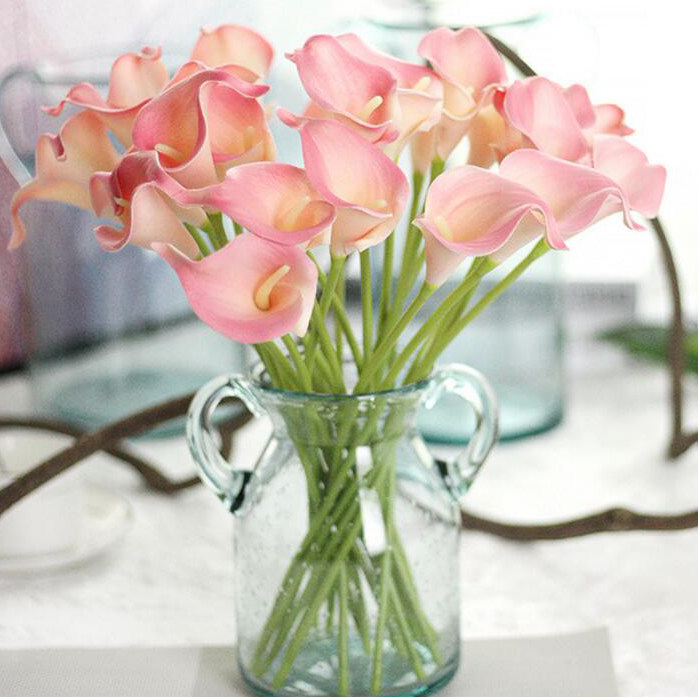 厂家迷你彩色pe马蹄莲仿真花植物居家台面装饰花艺配材拍摄道具