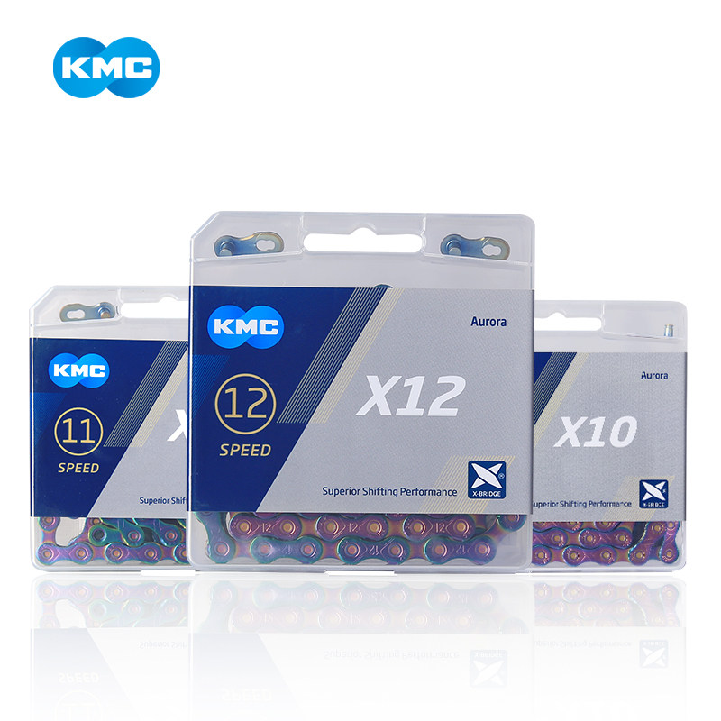 桂盟KMC公路山地自行车链条死飞X10X11X12速极光色变速单车车链子
