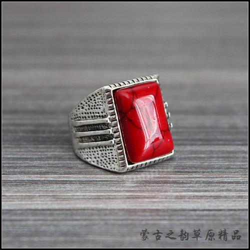 蒙古族戒指指环男款大号宝石大
