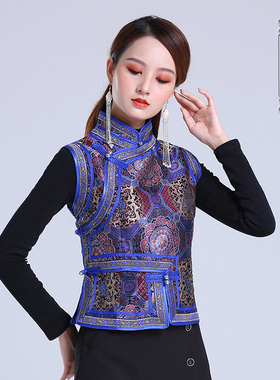 蒙古元素马甲女士立领盘扣蒙古马甲夹坎肩现代时尚蒙族日常生活装