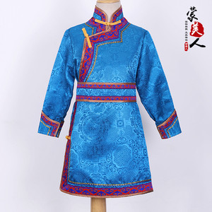 儿童蒙古族服装长款传统蒙古袍