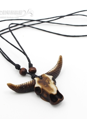 蒙古族佩饰 牛头项链 树脂项链 内蒙古特色工艺品民族特色饰品