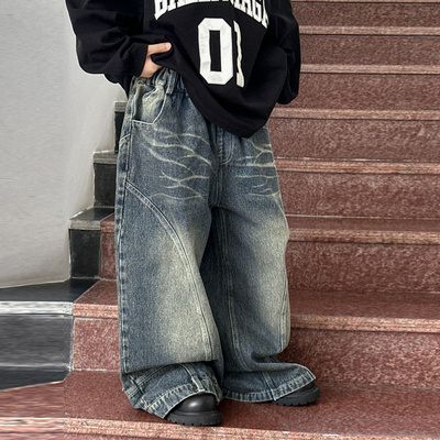 男童牛仔裤秋季美式高街小众长裤
