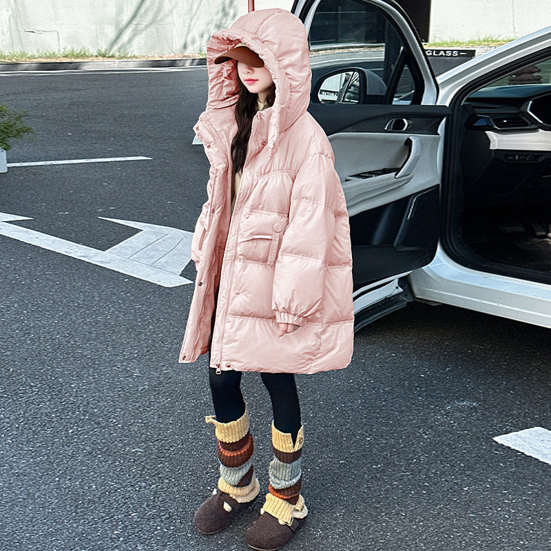 女童加厚棉服2025冬装新款大童韩版洋气羽绒棉保暖中长款棉衣