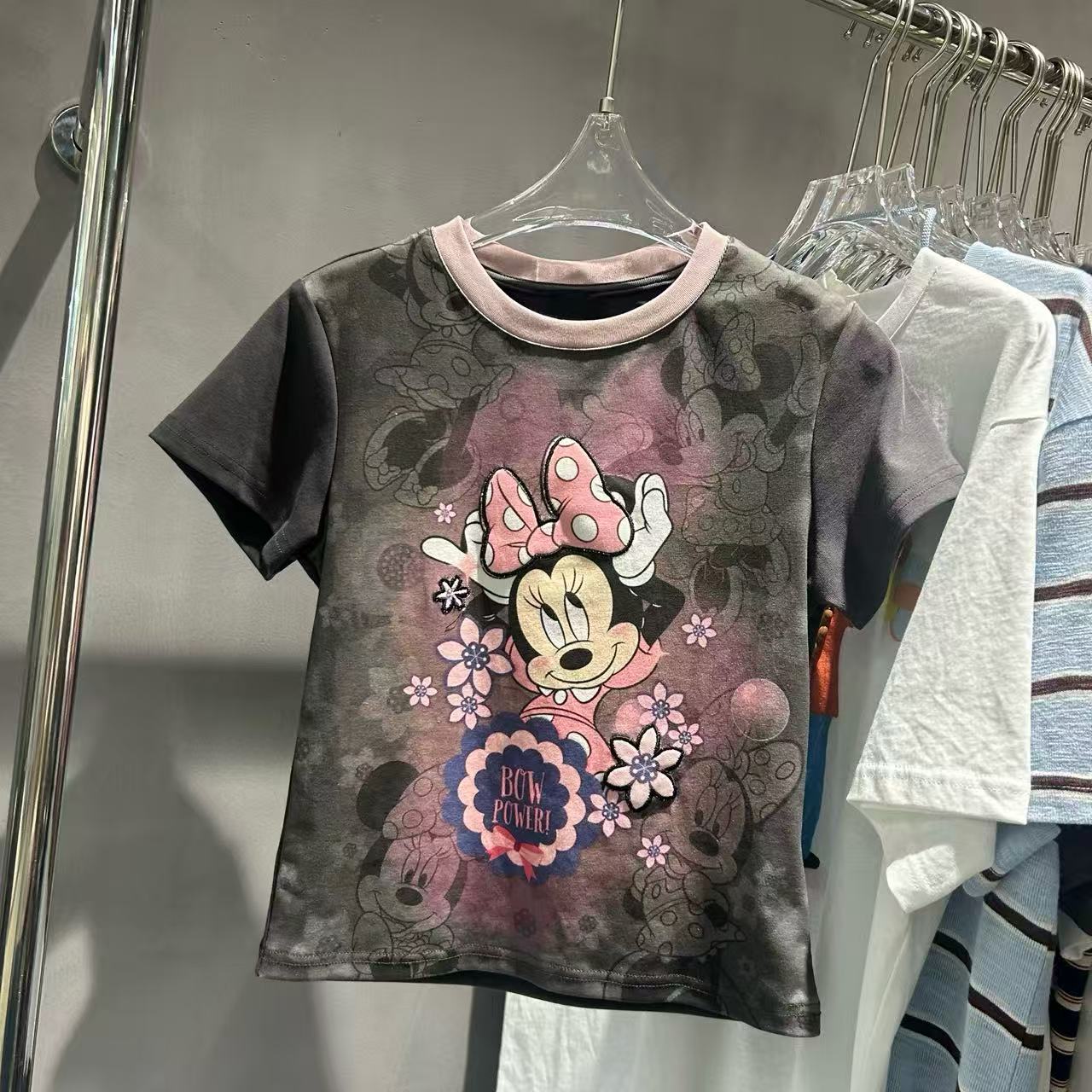 特价清仓 新款时尚卡通印花米妮刺绣短袖T恤女洋气可爱上衣