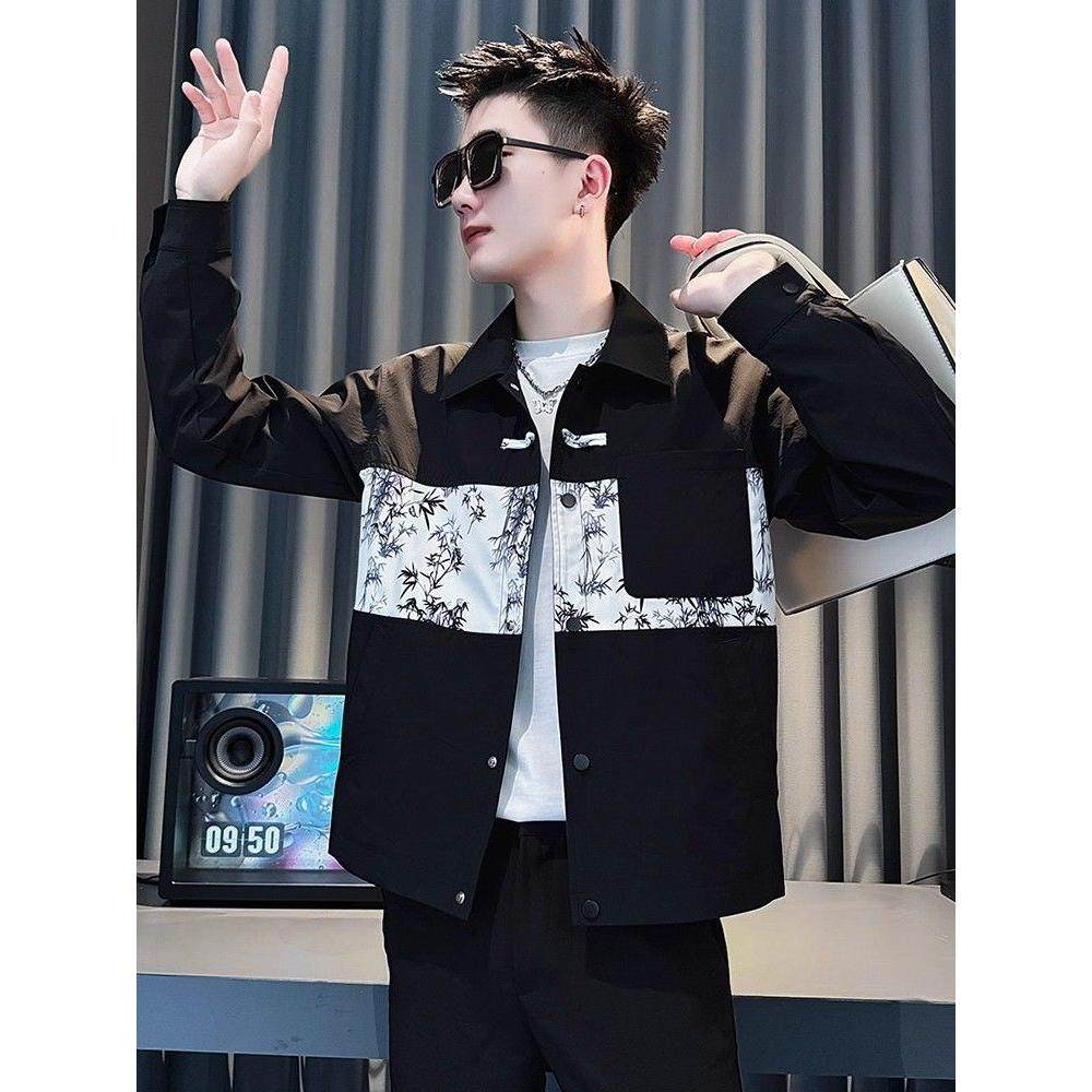 痞帅炸街夹克男款潮流帅气上衣2025新款春秋季高级感潮牌拼色外套