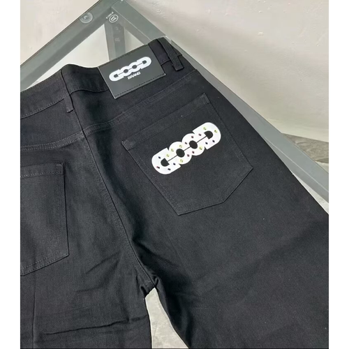 2026网红同款GOOD贴皮刺绣牛仔裤潮男时尚帅气轻奢修身长裤子