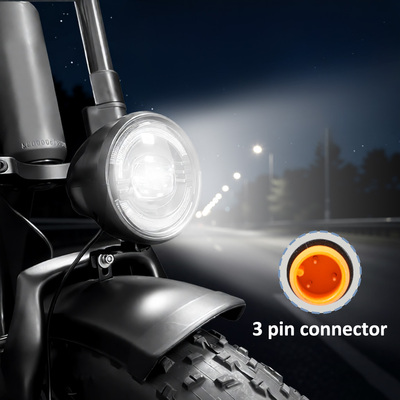 山地越野电动车车灯3针防水前灯LED夜骑骑行配件代驾车跨境配件