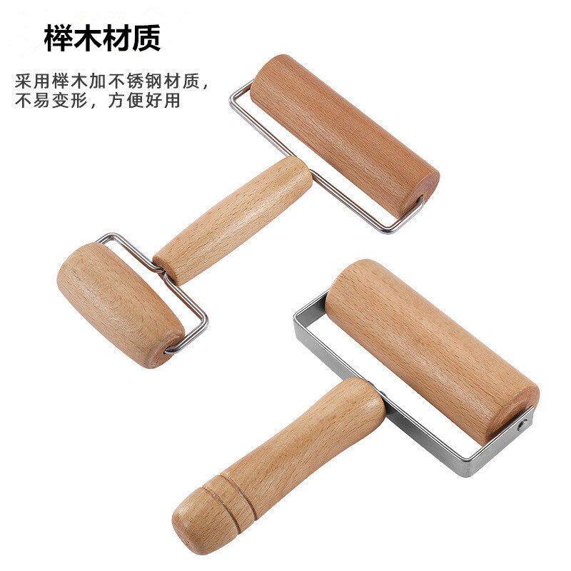 手持小面杖滚轴工具轴擀面家用棍厨房擀面实木擀面杖烘焙滚轮双头