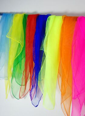 儿童舞蹈丝巾幼儿园表演水兵舞用小方巾早教防蚊纱巾纯色滤色纱巾