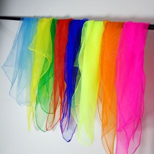 儿童舞蹈丝巾幼儿园表演水兵舞用小方巾早教防蚊纱巾纯色滤色纱巾