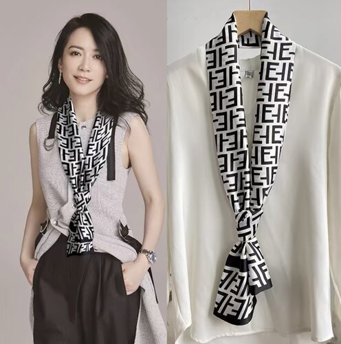 明星同款丝巾小长条女春秋洋气时尚护颈领巾新款高档百搭衬衫围巾