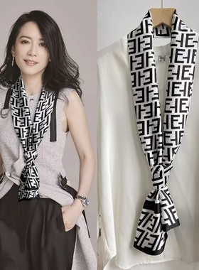 护颈领巾细窄长条丝巾女发带韩版飘带绑包搭配西装衬衫小领巾围巾
