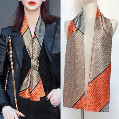 丝巾小长条女春季脖子春秋洋气时尚护颈领巾新款高档百搭衬衫围巾